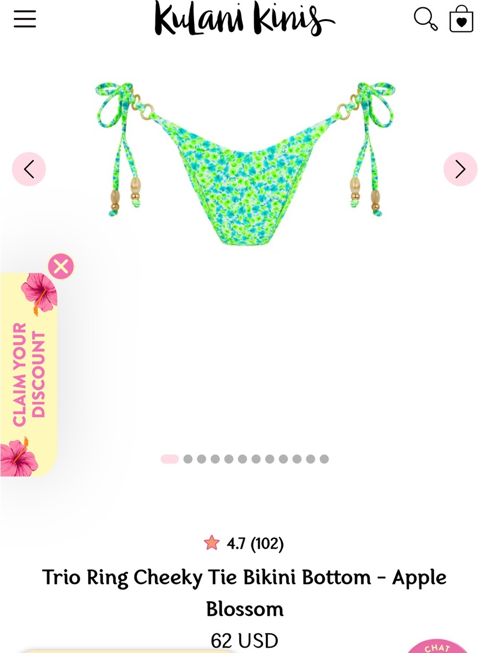 Kulani Kinis Light Blue Yellow Floral Tie-Side Bikini - Picture 5 of 8